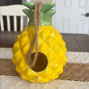 Yellow Pineapple Birdhouse- ceramic